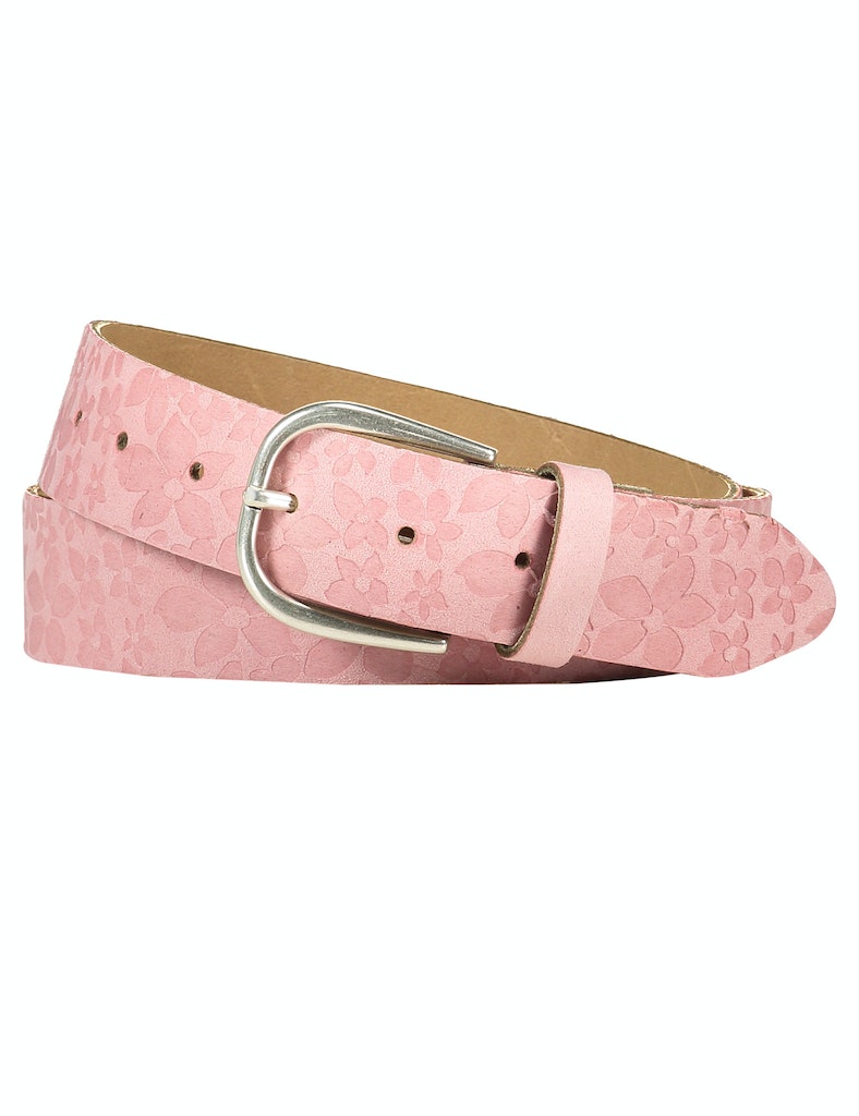 חגורת עור עם דוגמת פרחים