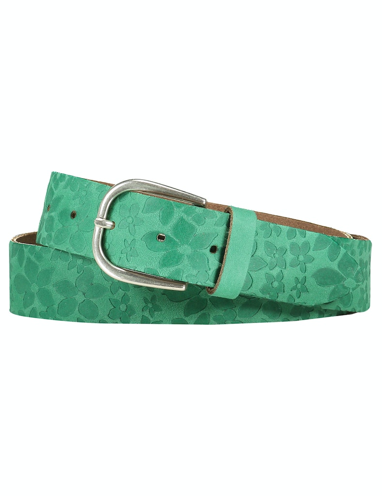 חגורת עור עם דוגמת פרחים