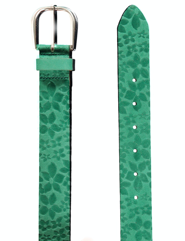 חגורת עור עם דוגמת פרחים