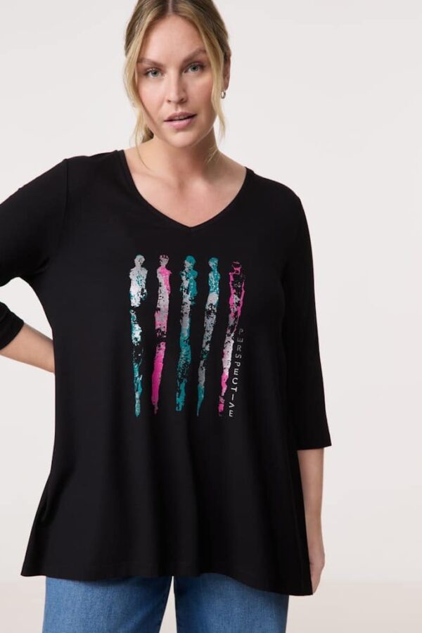 Sale 84 חולצה מעוטרת בהדפס גרפי של דמויות