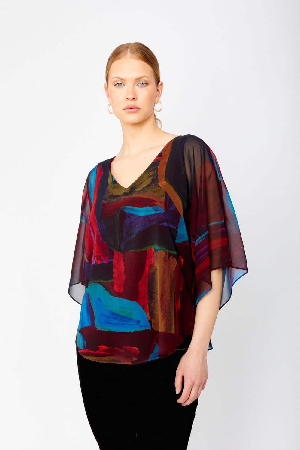 frank-lyman-tops-burgundy-blue_2431712_add0 חולצה ערב אלגנטית בעיצוב ייחודי