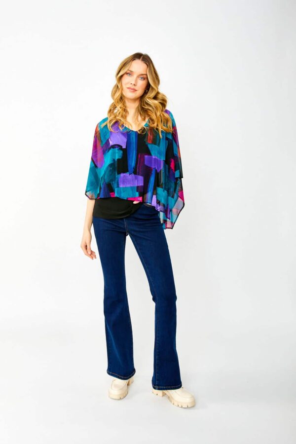 Sale 118 חולצת ערב מבד שיפון צבעוני