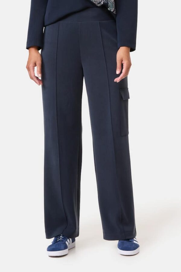 Sale 188 מכנס אלגנטי רחב בצבע כחול כהה