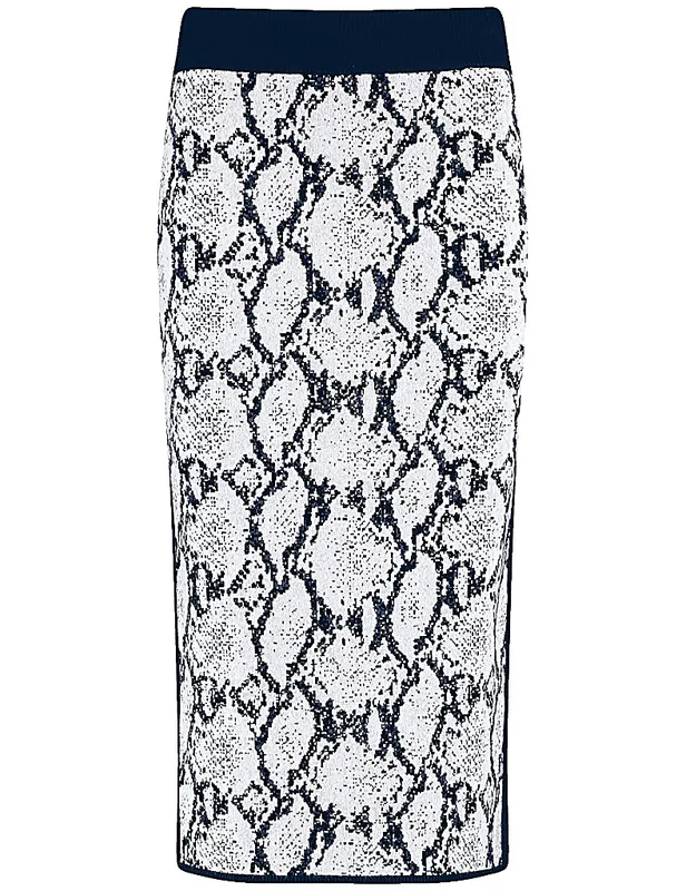 חצאית סריג בדוגמה מנוחשת