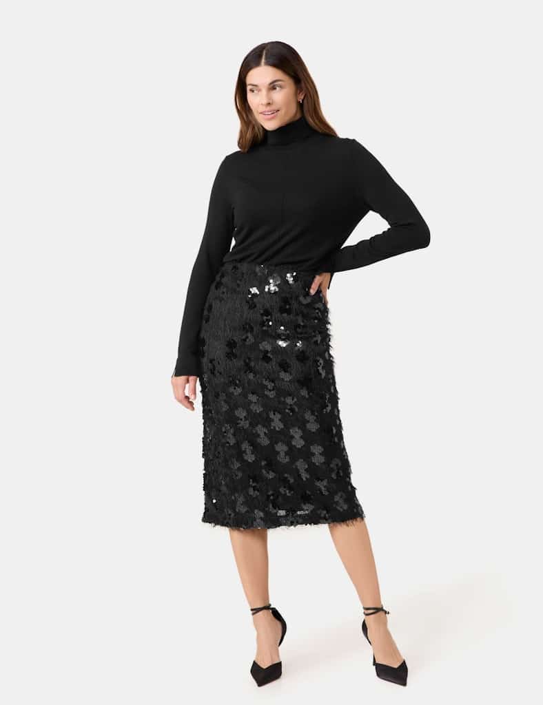 חצאית פאייטים שחורה נוצצת