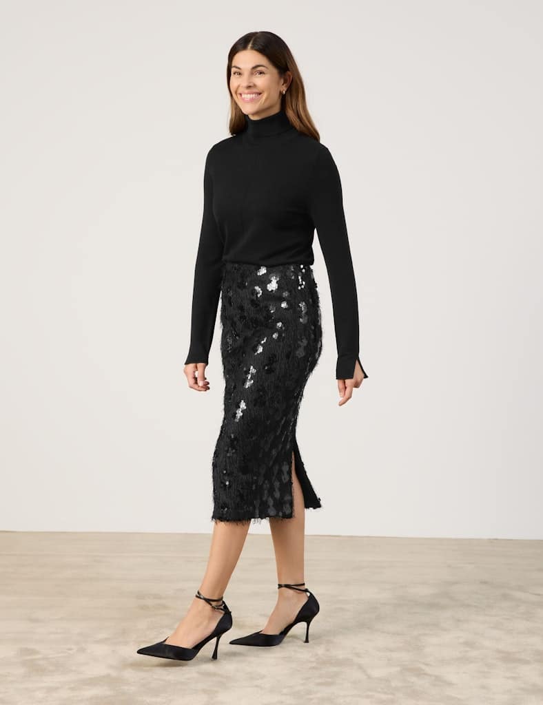 חצאית פאייטים שחורה נוצצת