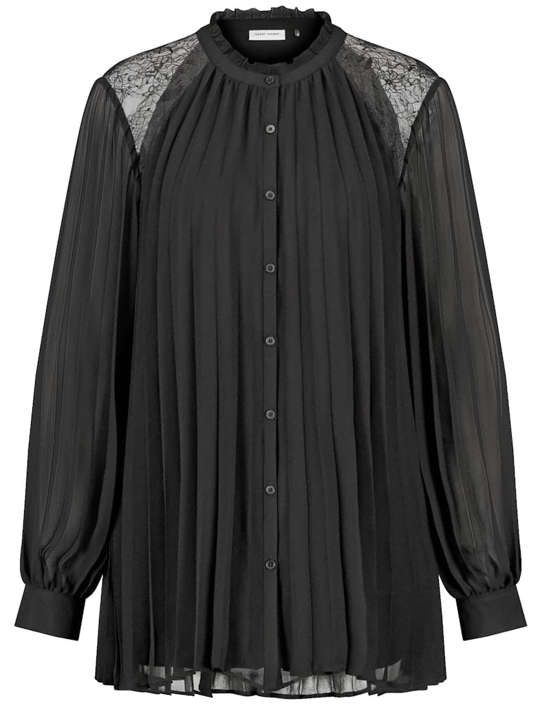 חולצה שחורה אלגנטית עם קפלים