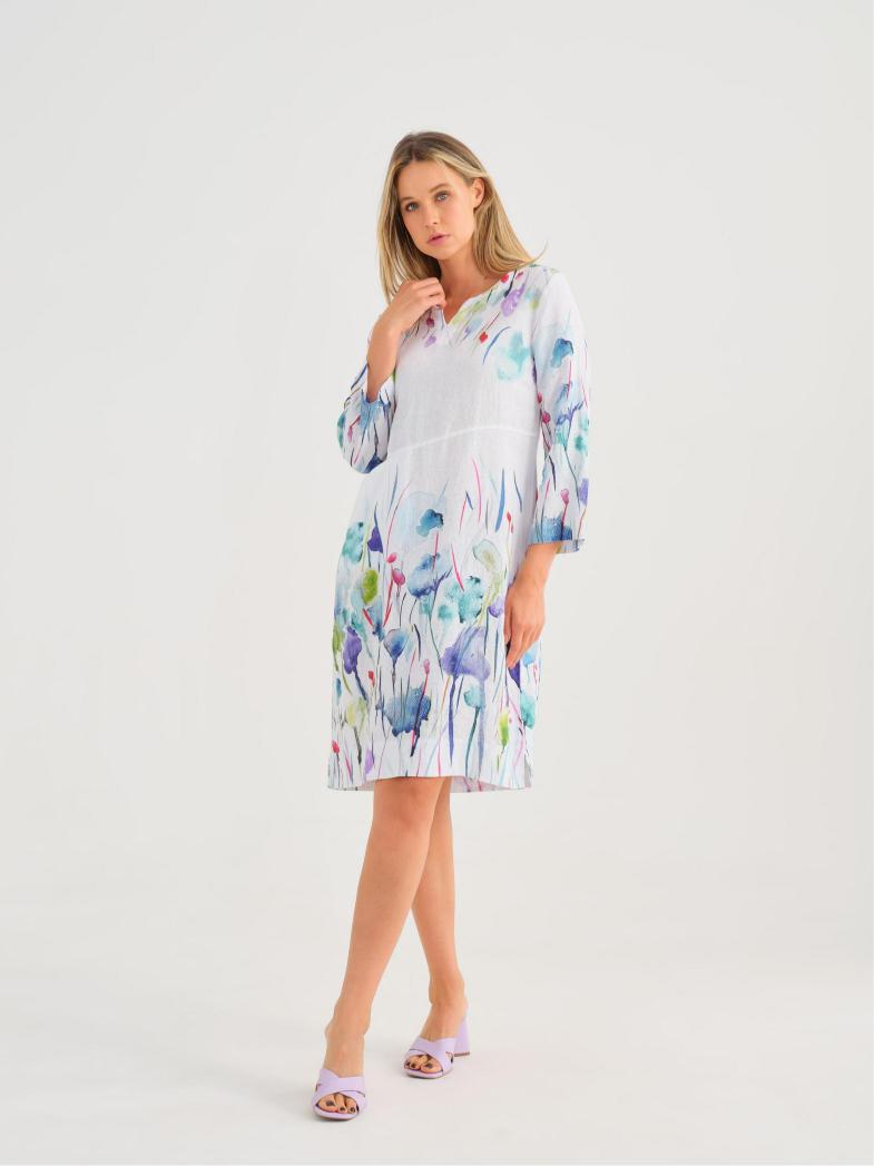 שמלה בהדפס פרחים אומנותי