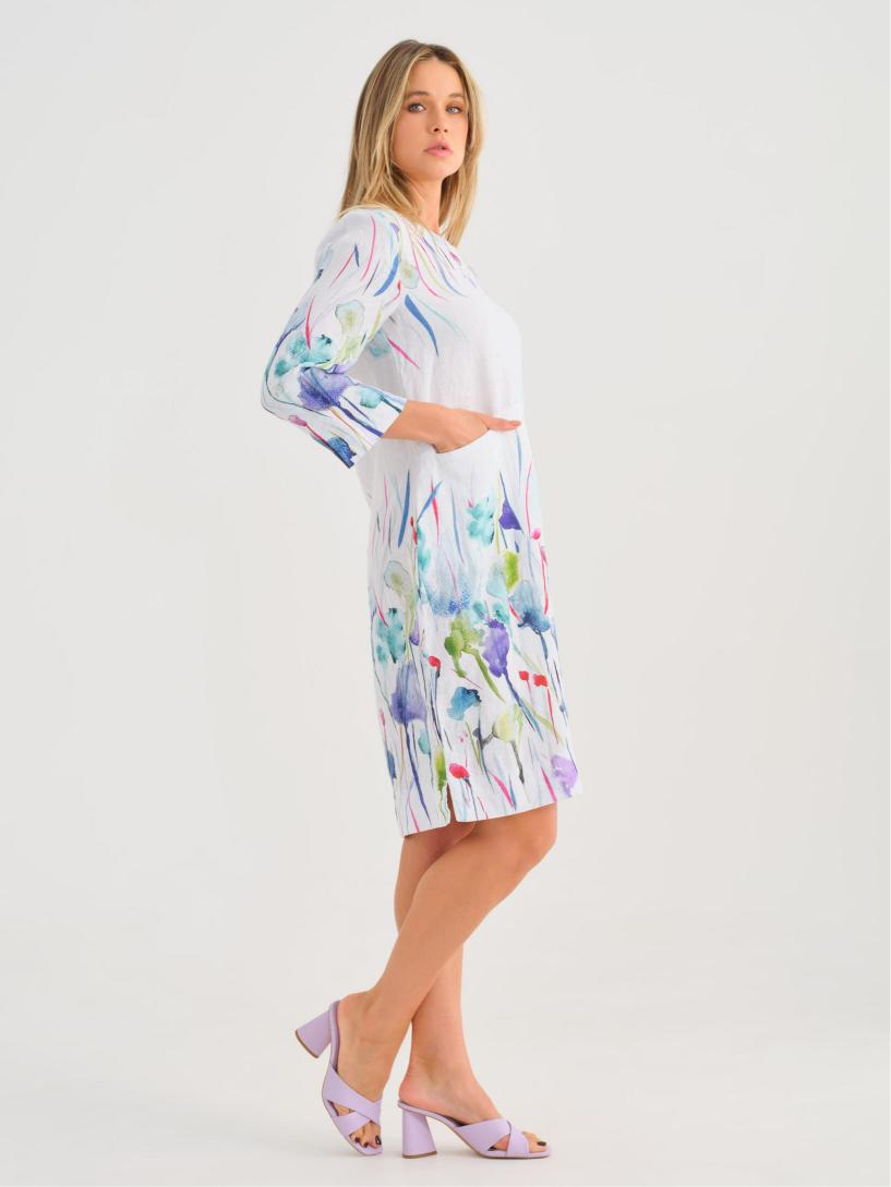 שמלה בהדפס פרחים אומנותי