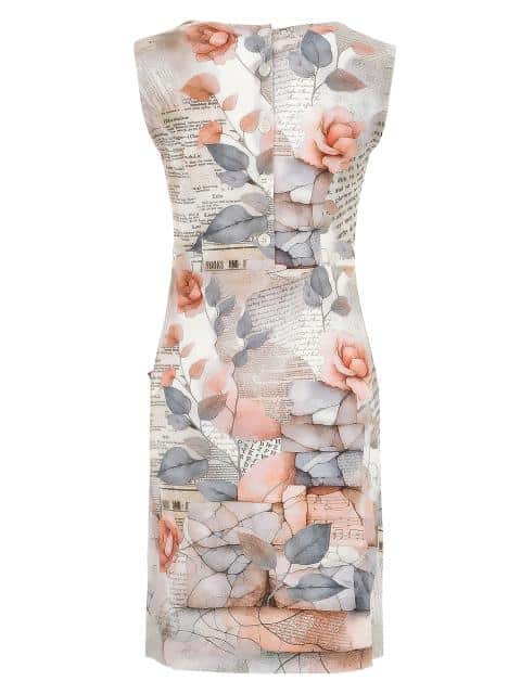 שמלה פרחונית בטאצ' אפרסק מיוחד