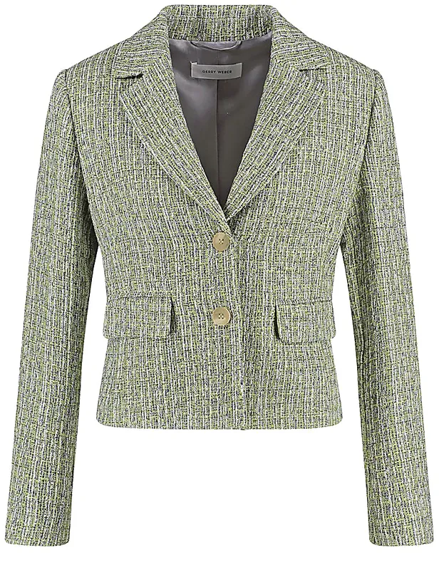 בלייזר דוגמת טוויד ארוגה קצר ואלגנטי