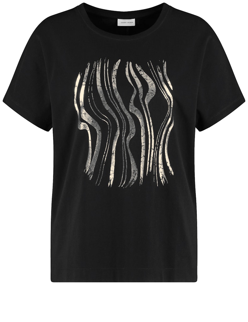 טי-שירט עם דפוס מטאלי כסף