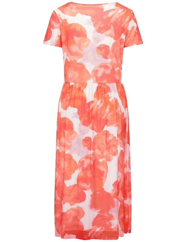 שמלת מקסי פרחונית בגווני אפרסק