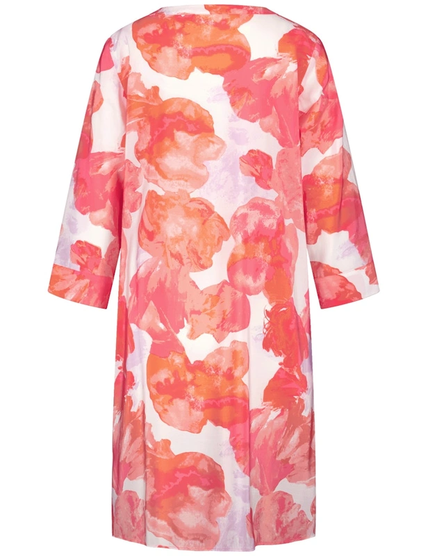 שמלה פרחונית ישרה בגווני אפרסק