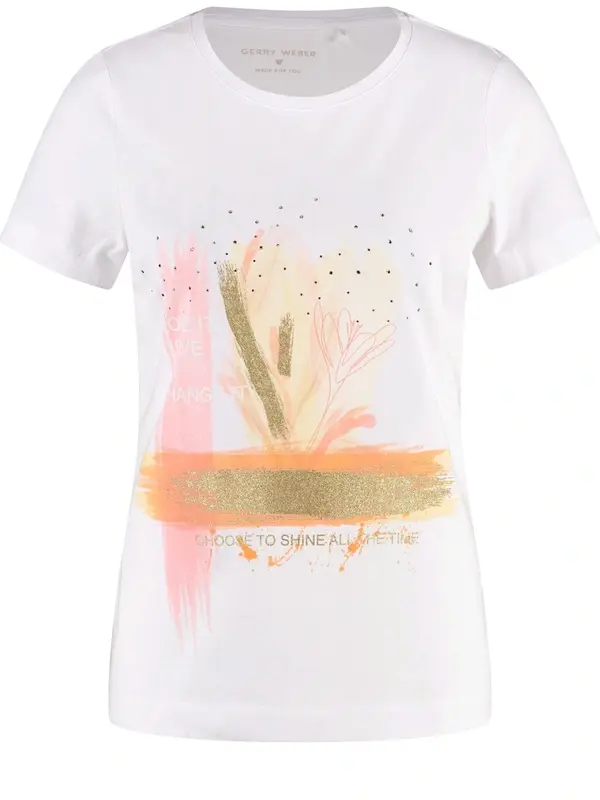 Sale 175 טי-שירט לבנה בשילוב הדפס נוצץ