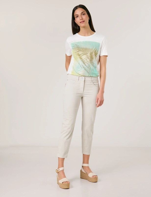 מכנס ג'ינס 3/4 בגזרה סקיני