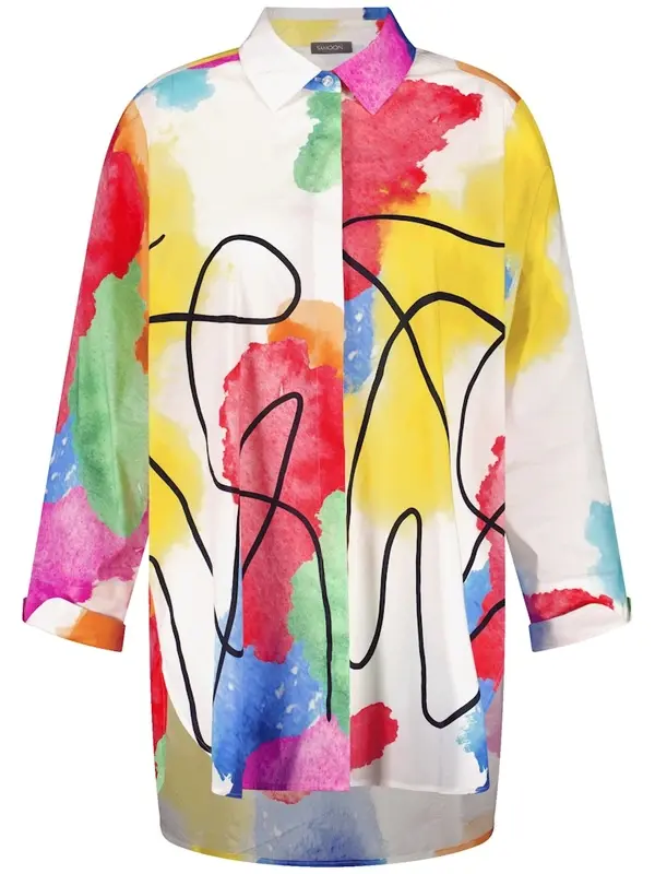 Sale 76 חולצה מכופתרת בהדפס צבעוני ואומנותי