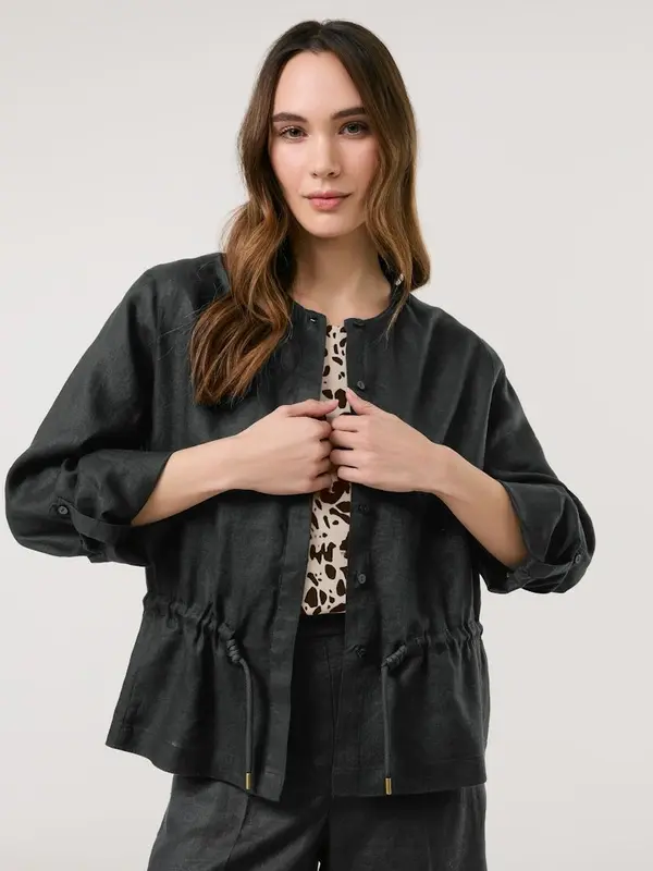 Sale 62 חולצה בשילוב שרוך קשירה במותן