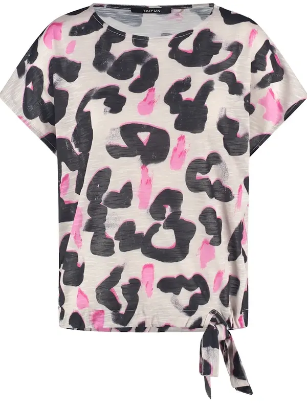 Sale 169 טי-שירט בהדפס מנומר שחור ורוד