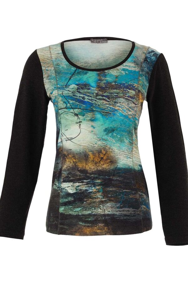 Sale 71 חולצה מודפסת עם שרוולים שחורים