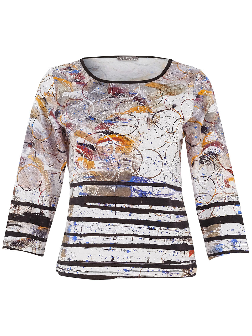 חולצה בשילוב פסים ועיטורים