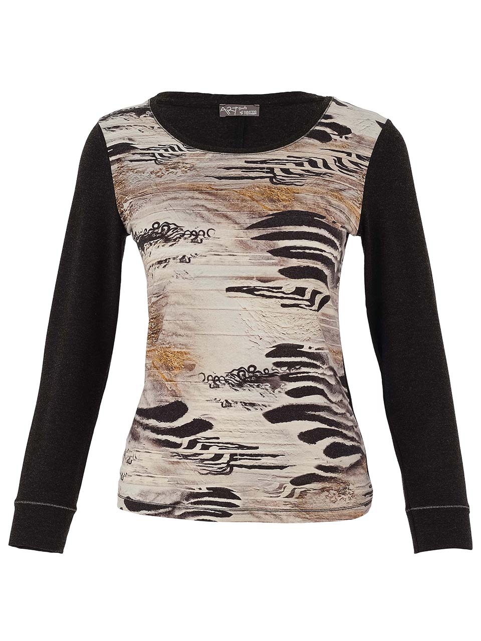 חולצה מודפסת סטרייפ זהב מבד אלסטי ורך