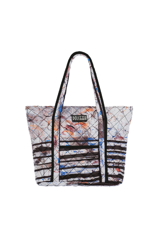 תיק נשיאה מודפס בסגנון אמנותי מבד מרופד