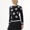AW117-BLACKOFFWHITE_1607 סריג ויסקוזה עם דוגמת פרחים גרפית