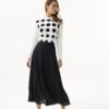 AW174-OFFWHITEBLACK_1243 חולצת סריג עם נקודות מבד נעים