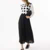 AW174-OFFWHITEBLACK_1249 חולצת סריג עם נקודות מבד נעים