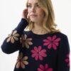AW196-CAMELFUSCHIA_0302 סריג עם דוגמת פרחים צבעונית מבד חמים