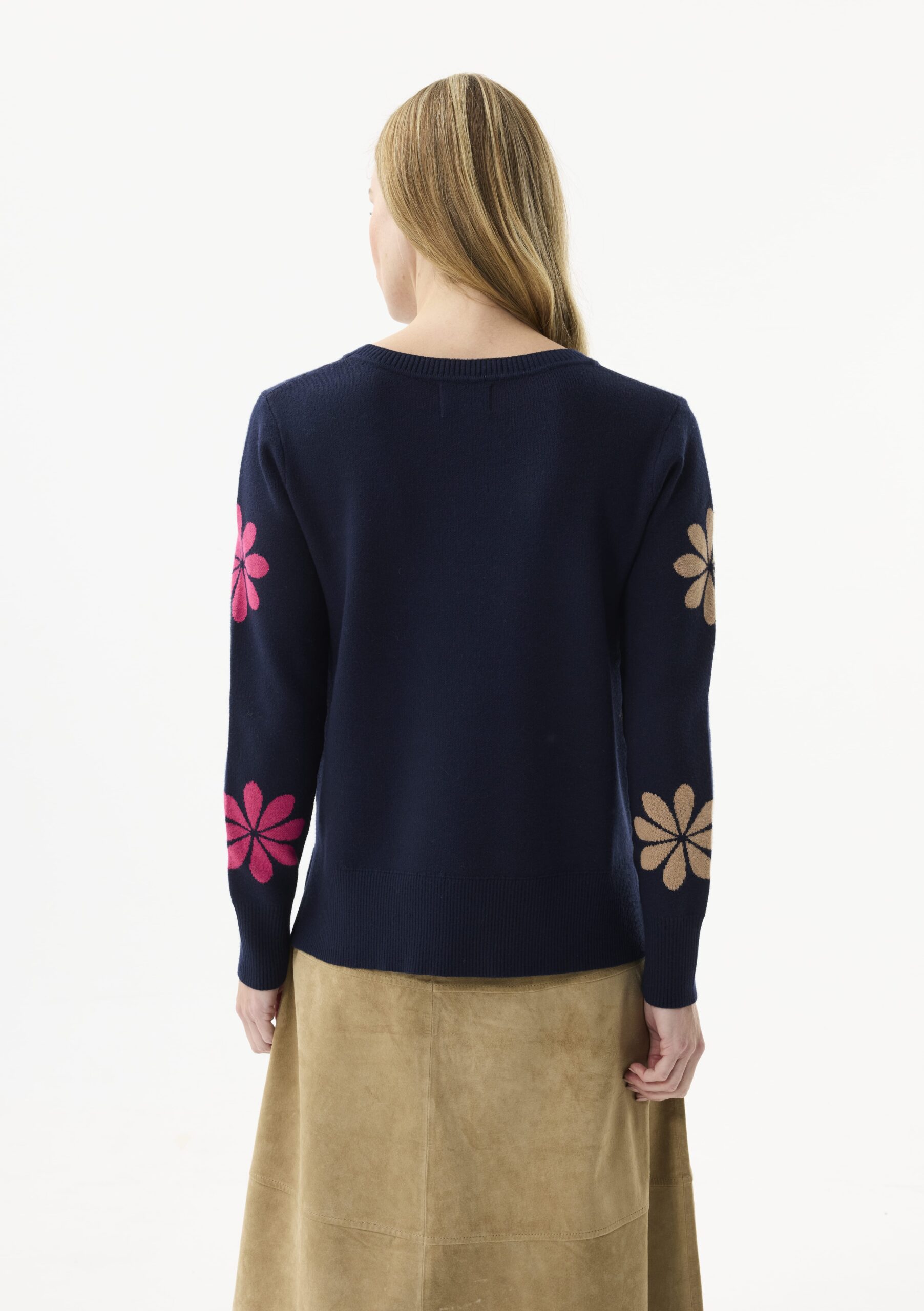 סריג עם דוגמת פרחים צבעונית מבד חמים