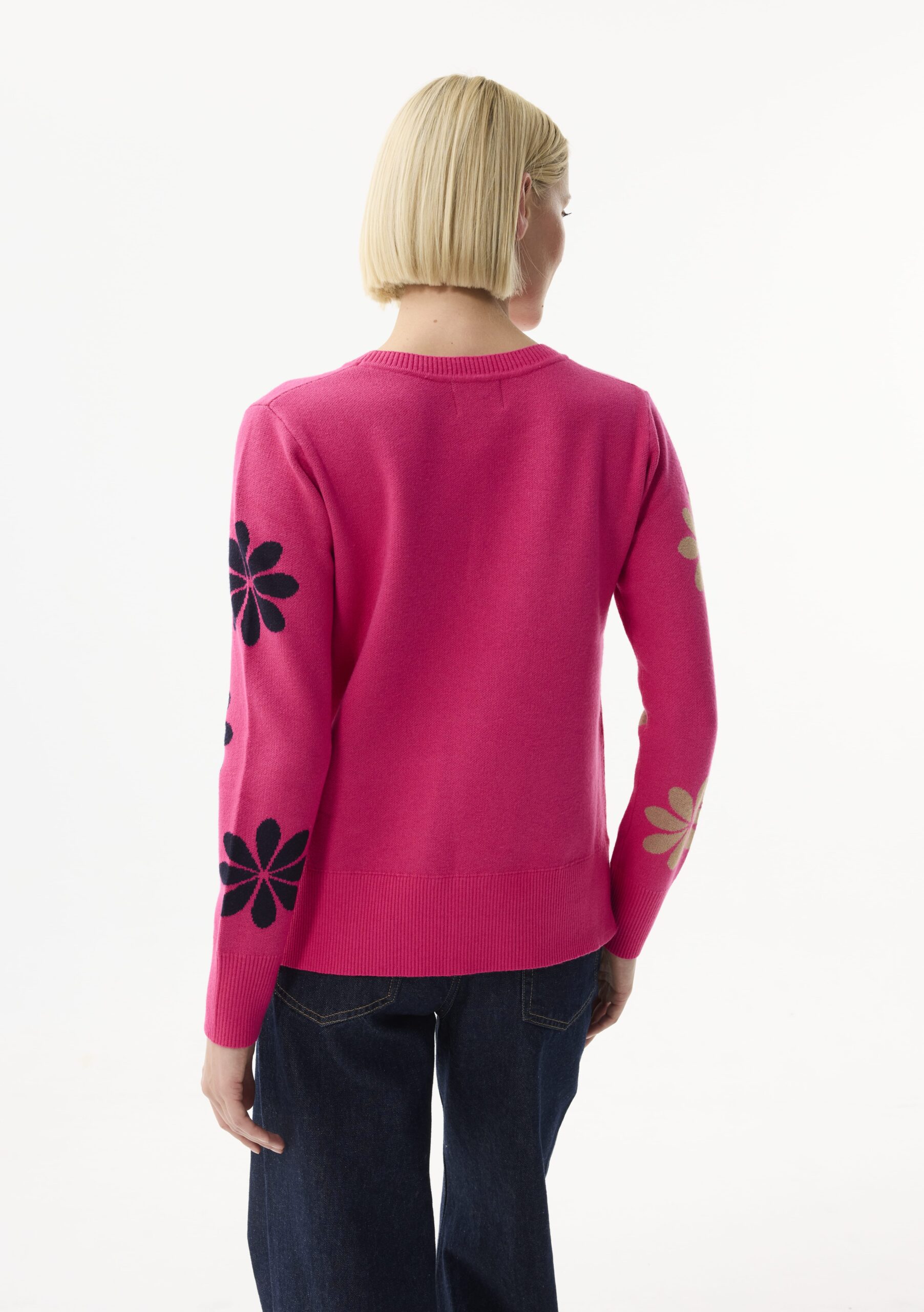 סריג עם דוגמת פרחים צבעונית מבד חמים