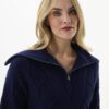 FH700-NAVY_1007 סריג עם צווארון ודוגמת צמות מבד רך וחמים