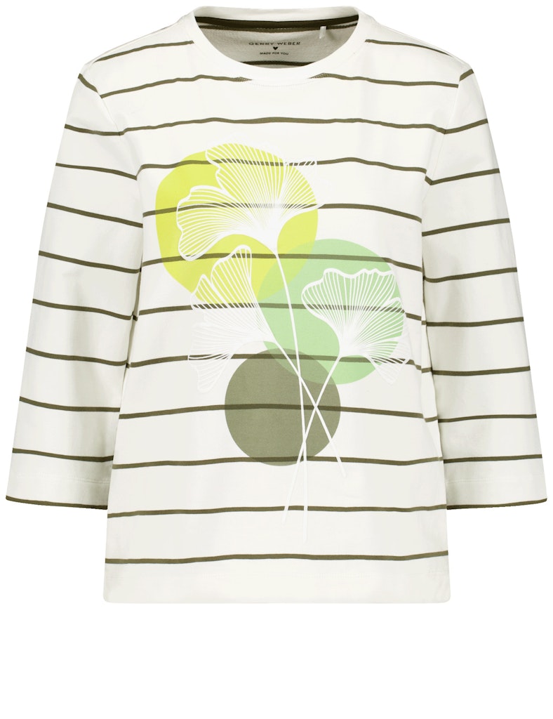 חולצה פסים בהדפס עלים גרפי