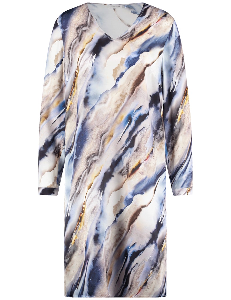 שמלת בהדפס אמנותי בגווני מים