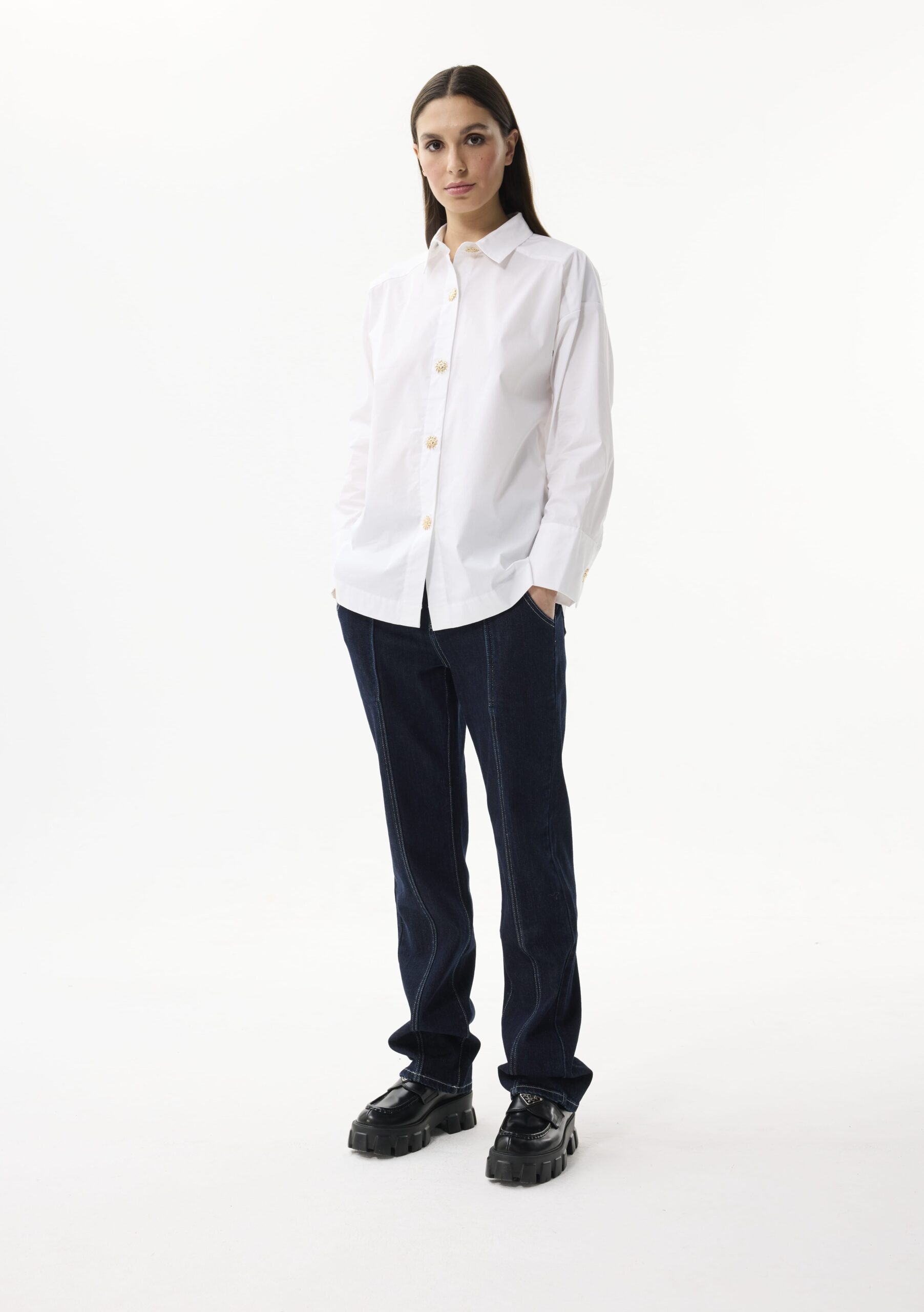 חולצה מכופתרת קלאסית מבד אלגנט