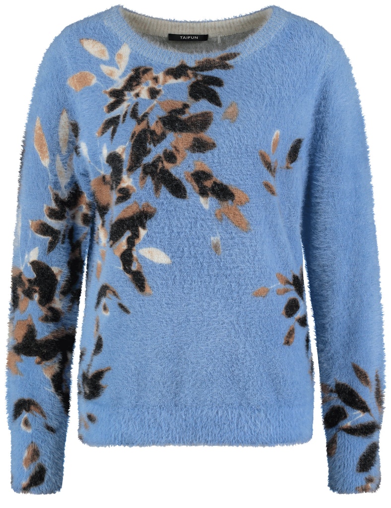 סוודר פלאפי כחול בהדפס פרחוני