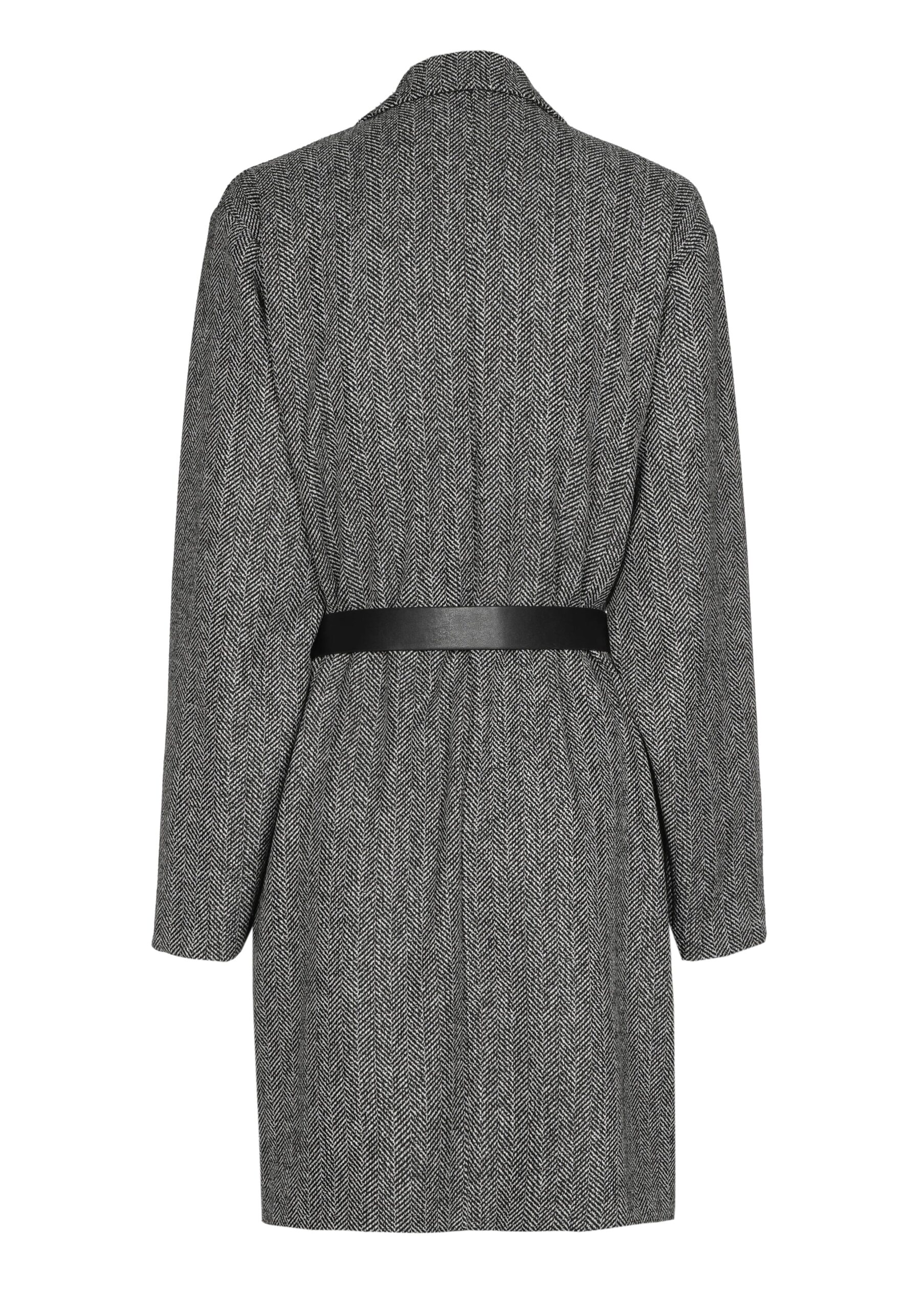 שמלה אלגנטית בצבע שחור־אפור מבד מחויט