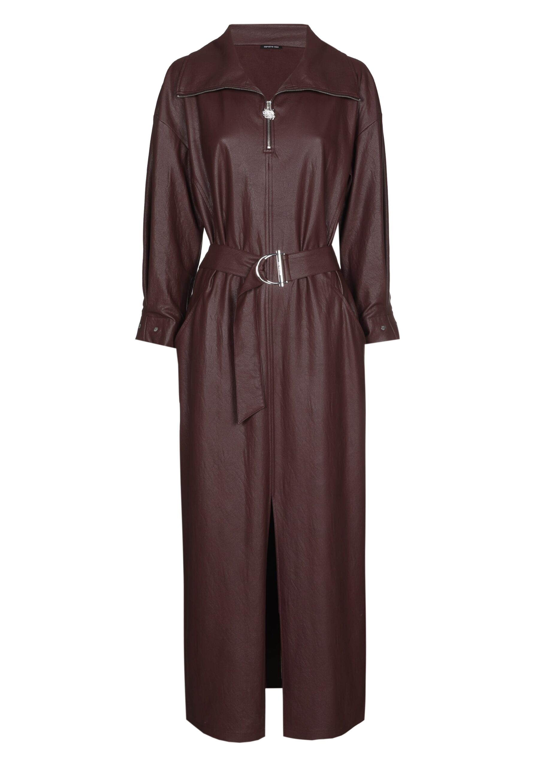 שמלת מקסי אלגנטית מבד דמוי־עור