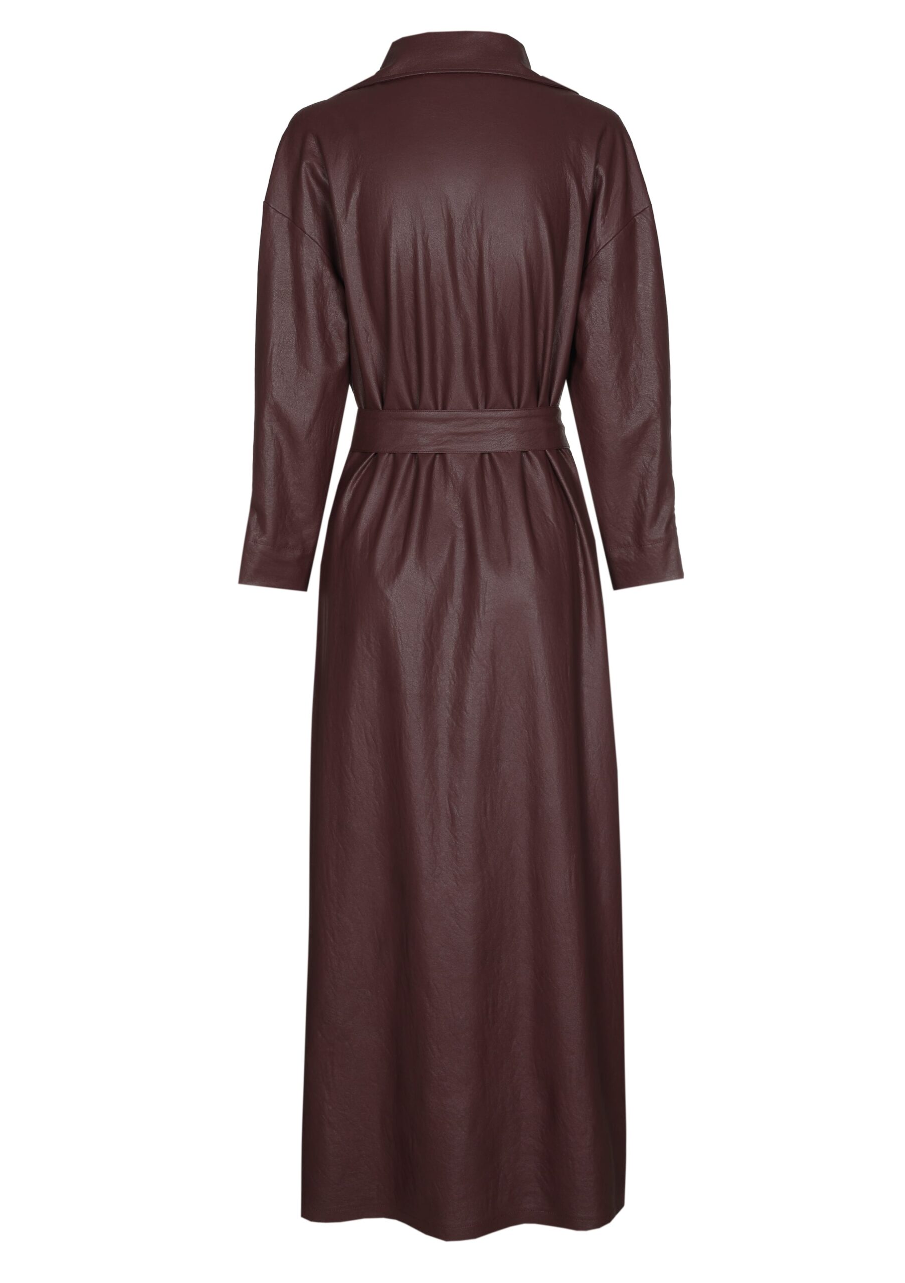 שמלת מקסי אלגנטית מבד דמוי־עור