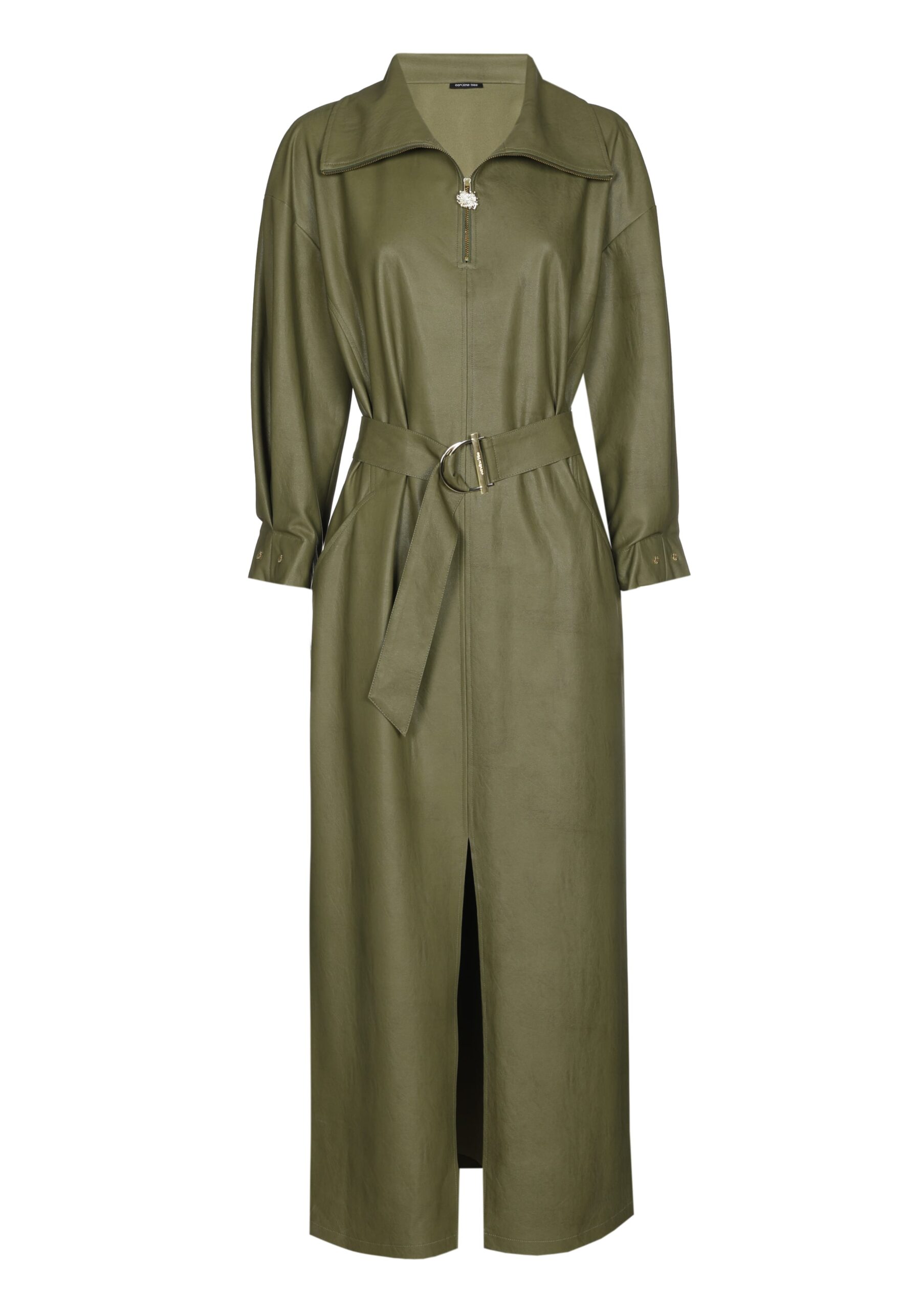 שמלת מקסי אלגנטית מבד דמוי־עור