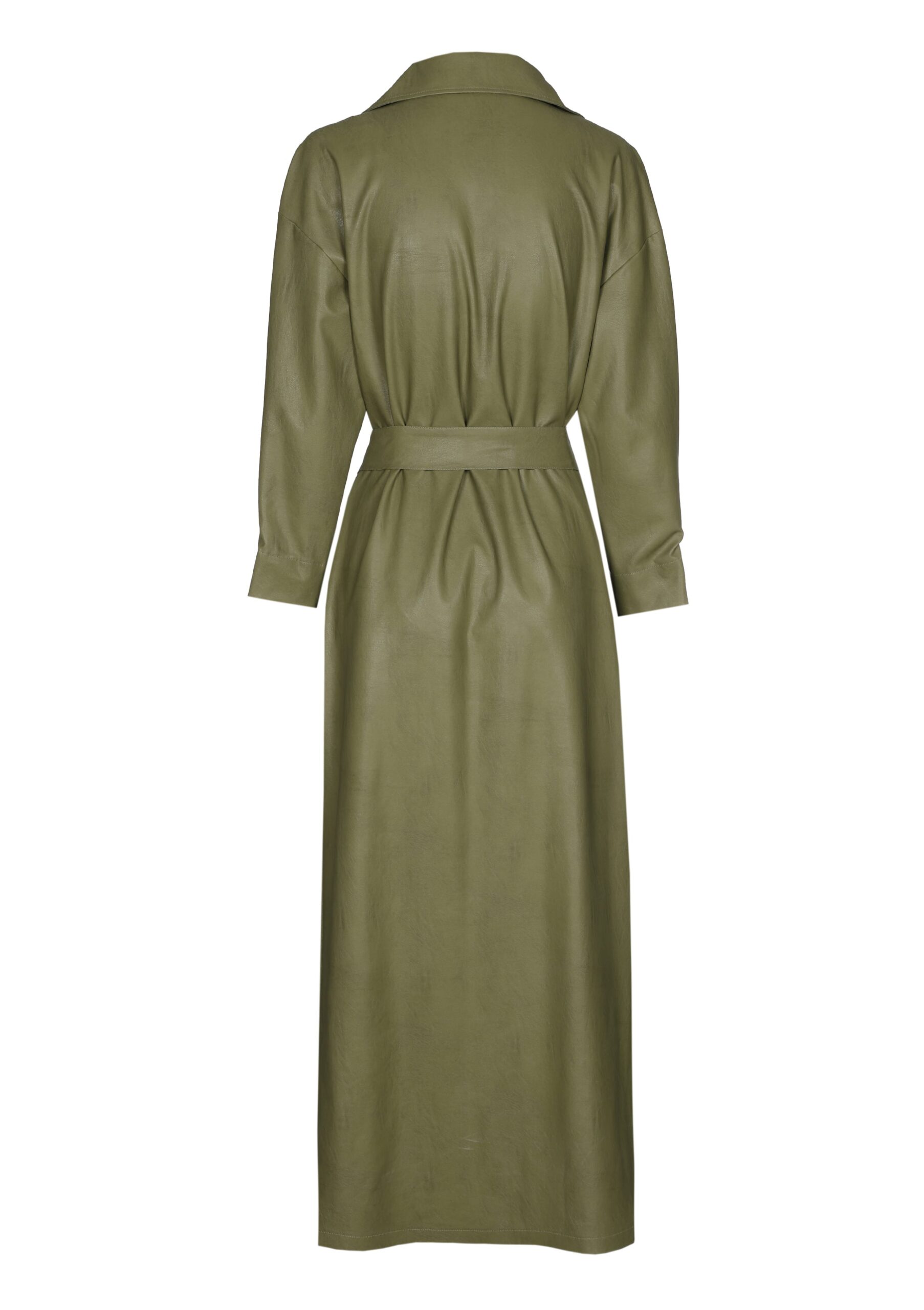 שמלת מקסי אלגנטית מבד דמוי־עור