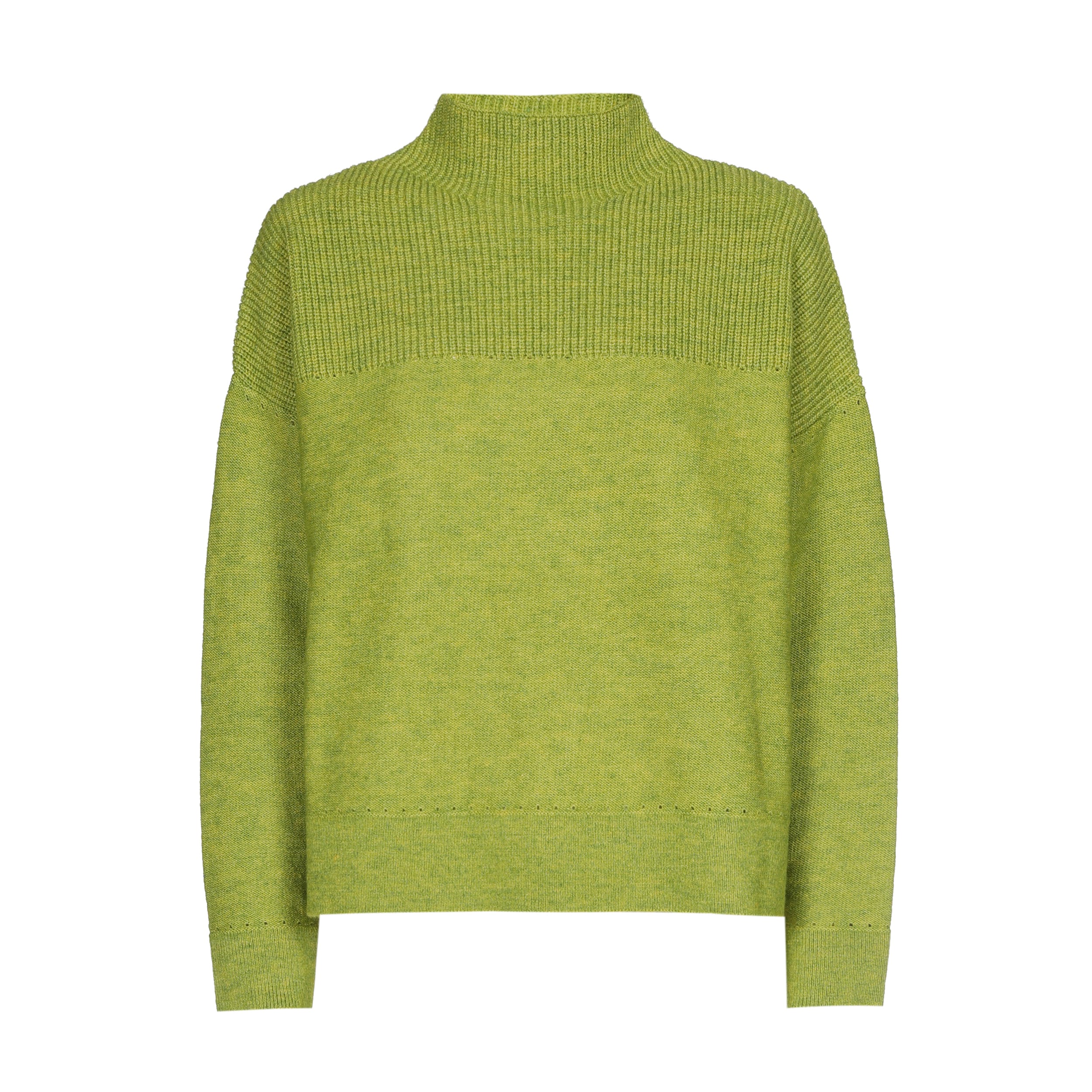 סוודר סריג עם צווארון מוגבה בעיצוב ריב מסריג רך