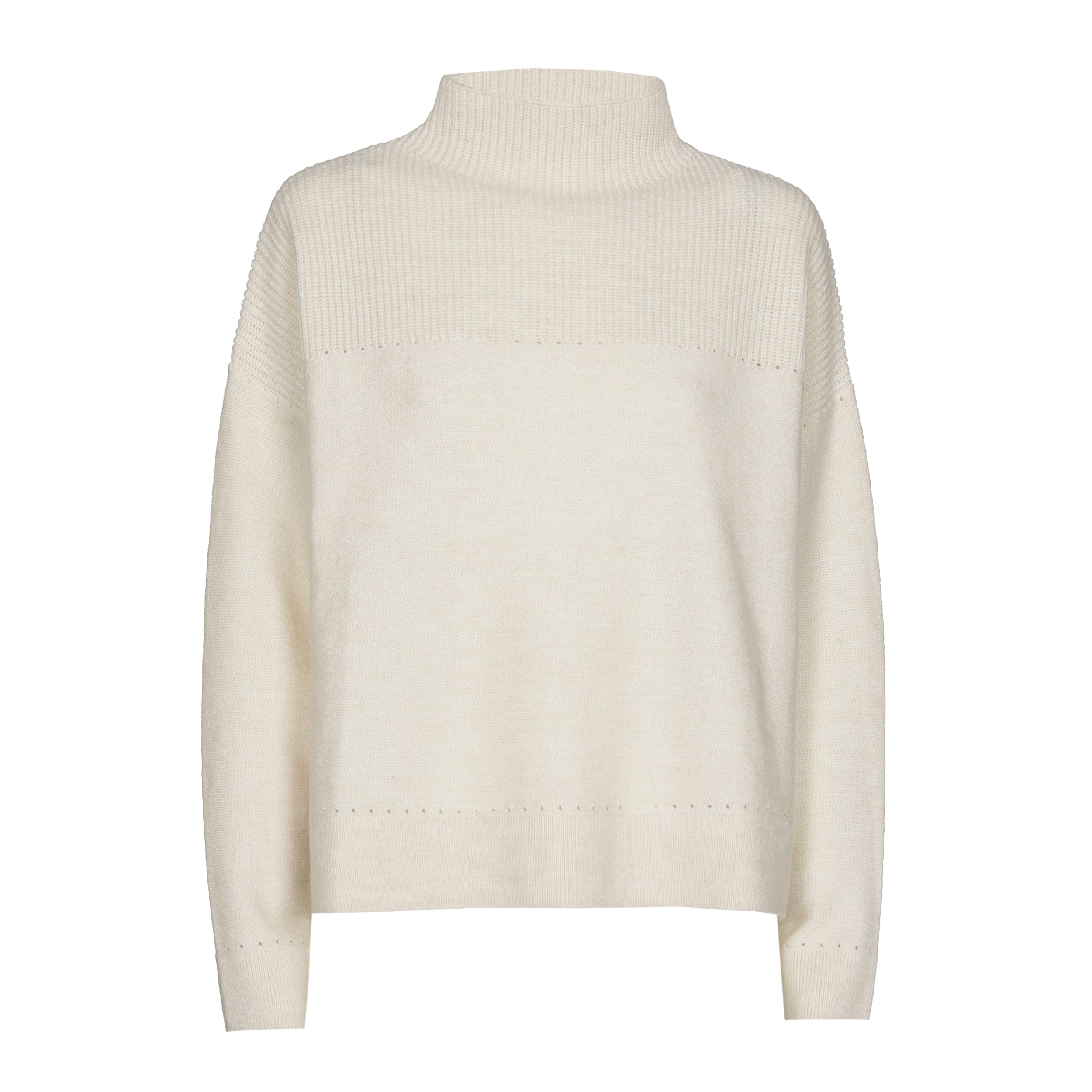 סוודר סריג עם צווארון מוגבה בעיצוב ריב מסריג רך