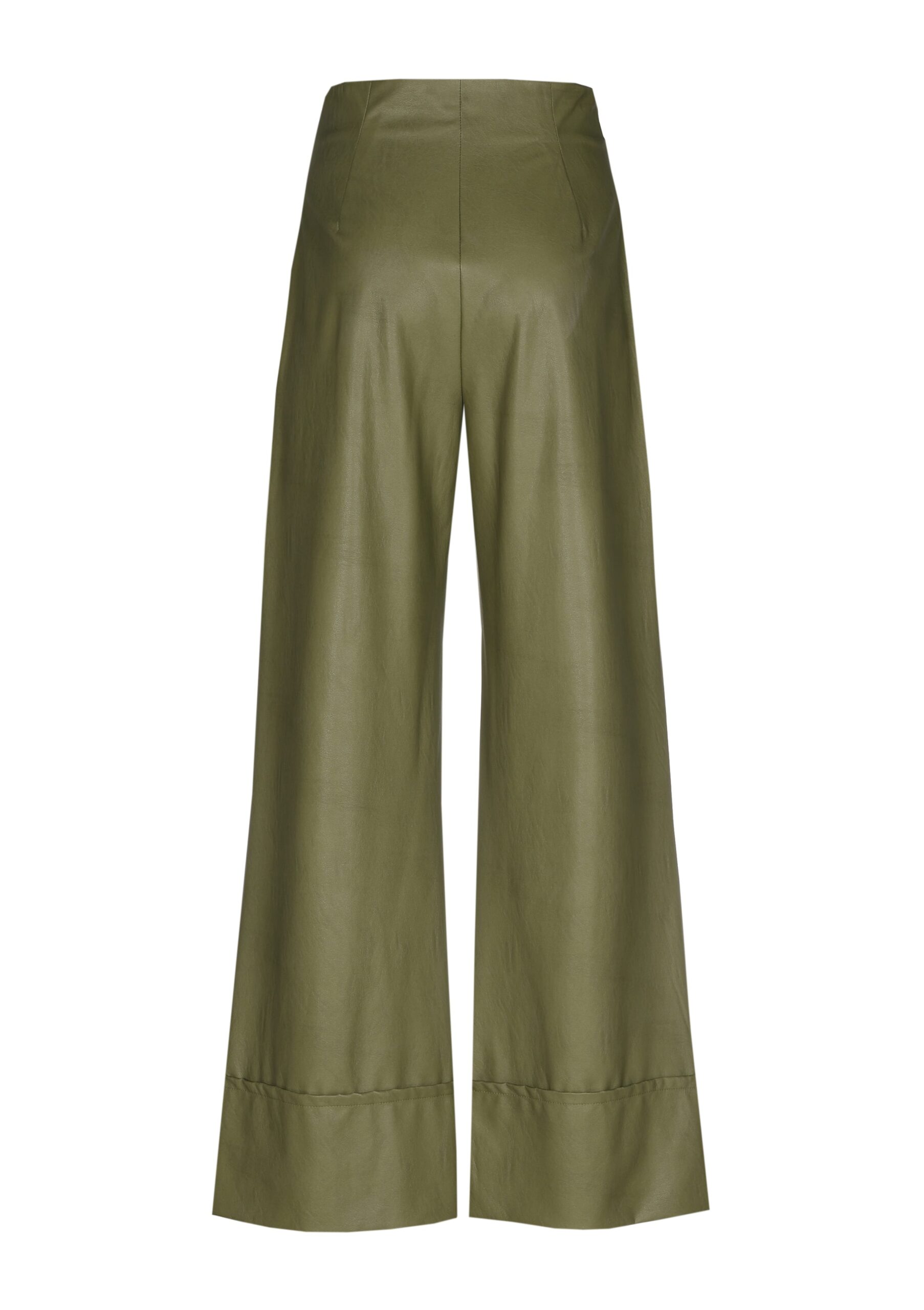 מכנסי בגזרה רחבה עם חגורה ואבזם מתכתי מבד דמוי עור