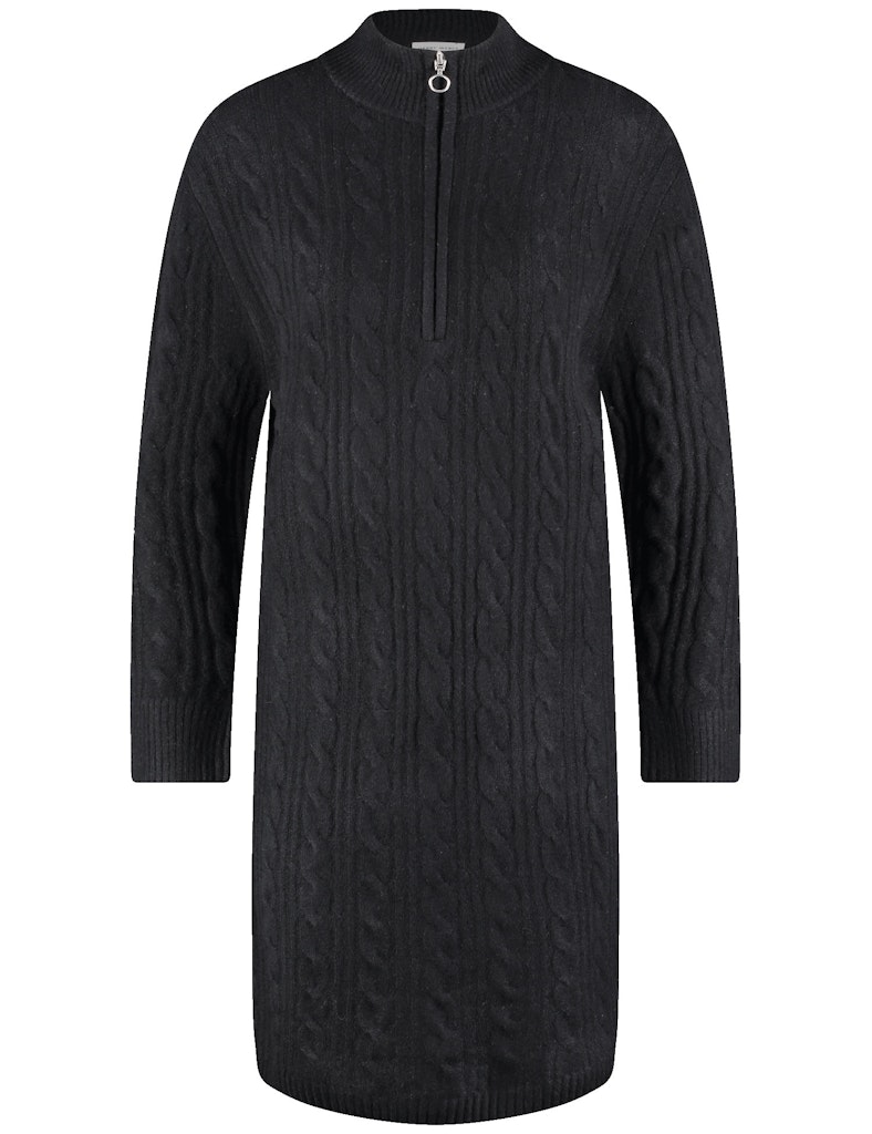 שמלת סריג ארוכה עם צווארון גבוה ורוכסן