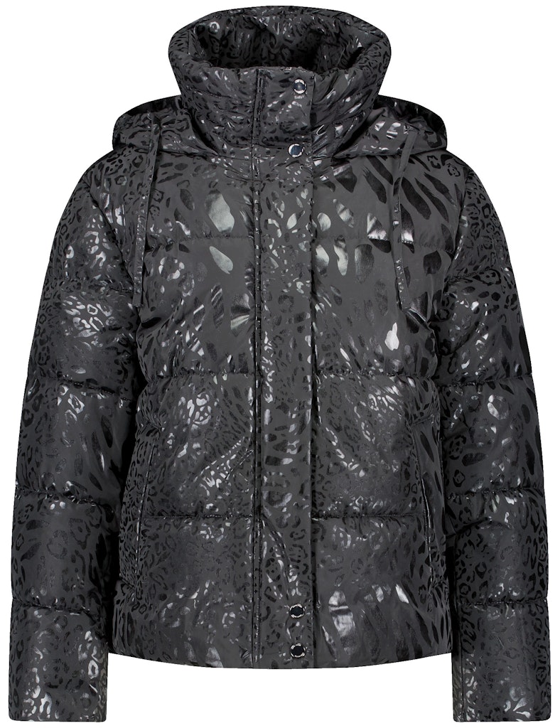 מעיל פוך בהדפס מנומר מבד מבריק