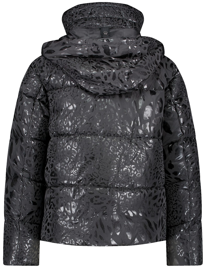 מעיל פוך בהדפס מנומר מבד מבריק