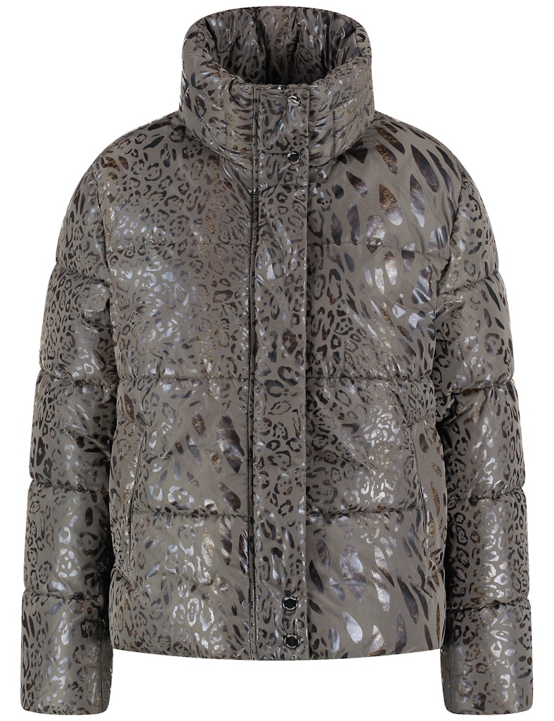 מעיל פוך בהדפס מנומר מבד מבריק